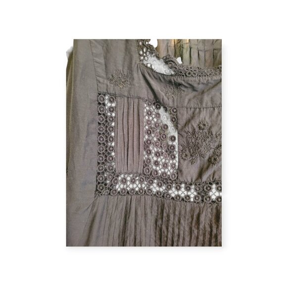 La Cera Long Sleeve Black Lace Yoke Top size L - Picture 8 of 13